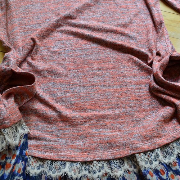 LOGO Lori Goldstein Space Dye Sweater Knit Top with Tier Red US S - Picture 7 of 12